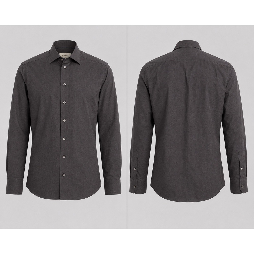 Eton Blue Signature Twill Shirt Contrast BLACK Collar Men's 39 SLIM 15.5